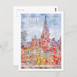 Carte Postale Louvain Belgique Fameux Travel Place Aquarelle