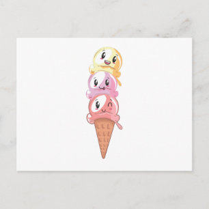 Carte Postale Louvain de crème glacée Kawaii gaufre Cone de crèm