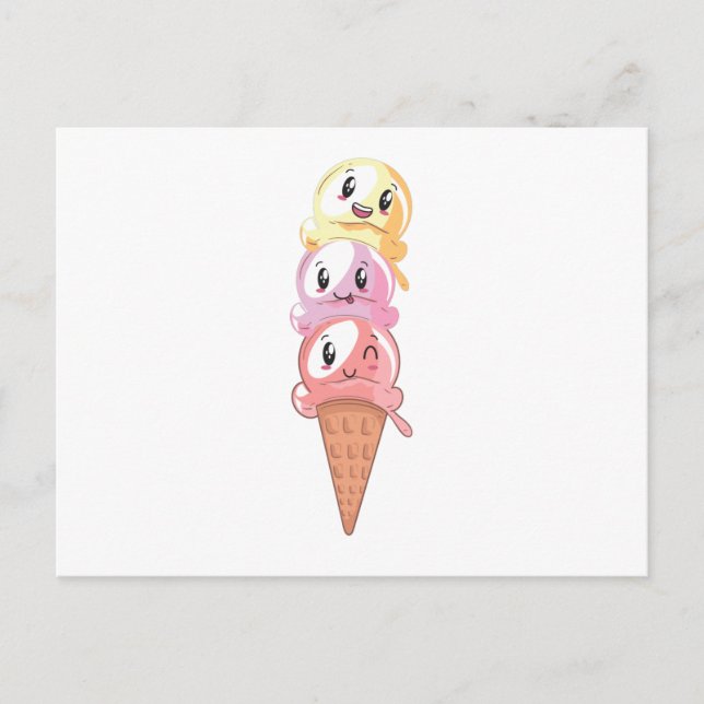 Carte Postale Louvain de crème glacée Kawaii gaufre Cone de crèm (Devant)