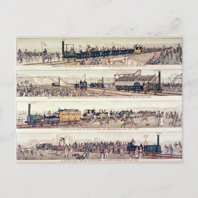 Carte Postale L'ouverture de Stockton et de Darlington (Devant)