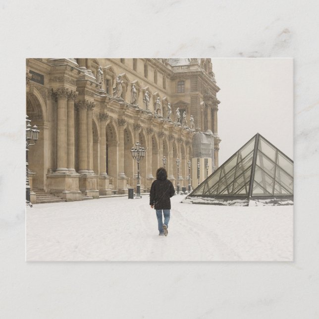 Carte Postale Louvre sous la neige (Devant)
