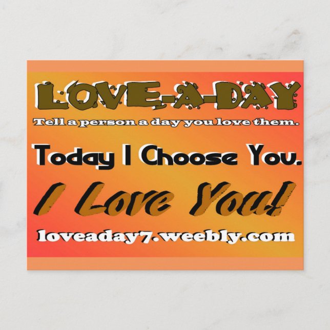 Carte Postale Love A Day Postcard-Orange (Devant)