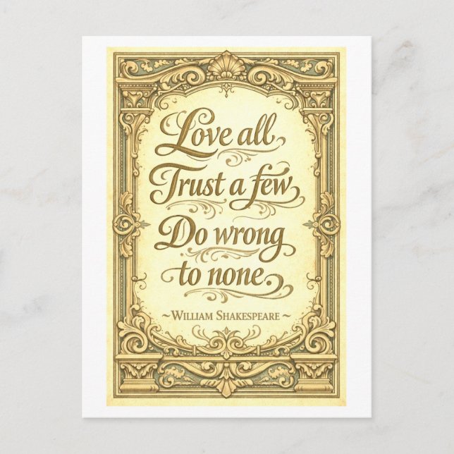 Carte Postale "Love All, Trust a Few" Shakespeare (Devant)