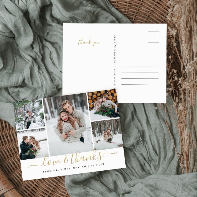 Carte Postale Love and Thanks Mariage Photo Collage (Créateur téléchargé)