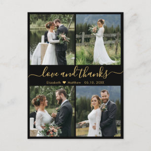 Carte Postale Love and Thanks Photo Collage Mariage Merci Po
