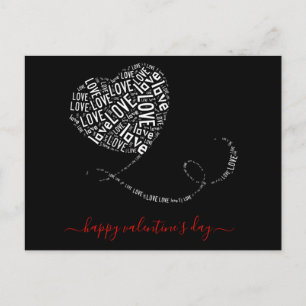 Carte Postale Love Balloon Word Art Saint Valentin