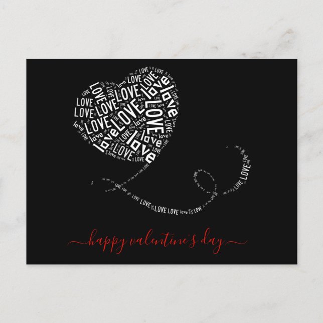 Carte Postale Love Balloon Word Art Saint Valentin (Devant)