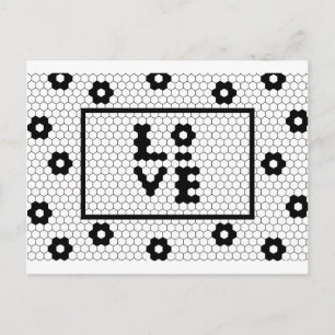 Carte Postale Love Black and White Hex Tile