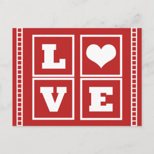 Carte postale Love Blocks, Rouge foncé