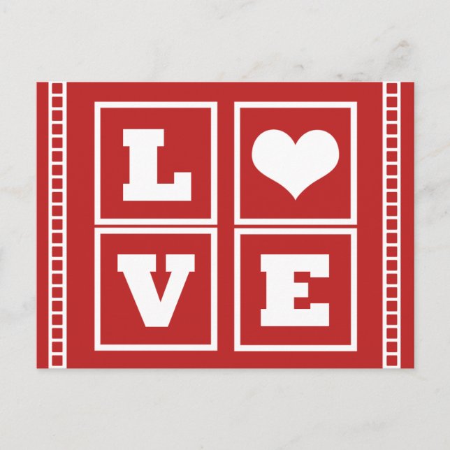 Carte postale Love Blocks, Rouge foncé (Devant)