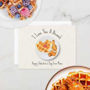 Carte Postale Love Brunch Poulet & gaufre Valentine