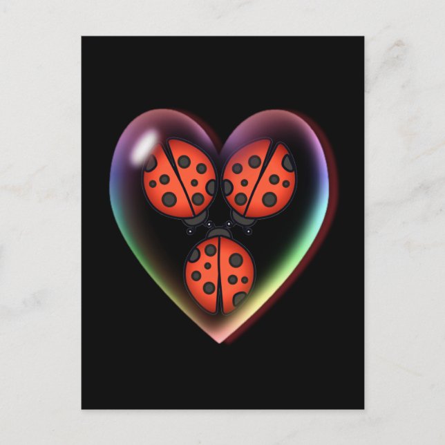 Carte Postale LOVE BUG & HEART BUBBLE par SHARON SHARPE (Devant)