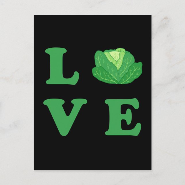 Carte Postale Love Cabbages, T-shirt graphique de chou (Devant)