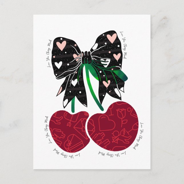 Carte Postale Love cerise beaucoup de fruit drôle (Devant)
