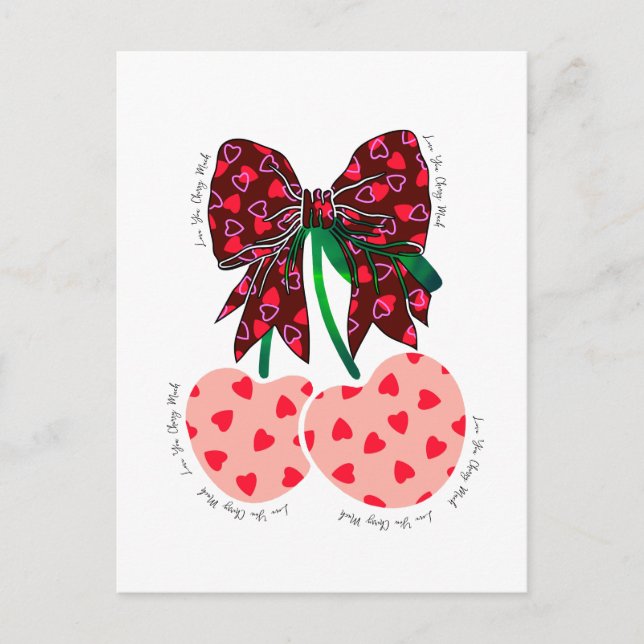 Carte Postale Love cerise beaucoup de fruit drôle (Devant)