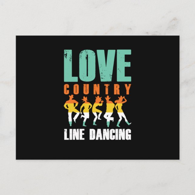 Carte Postale Love Country Line Danser Musique Danser Cadeau Cow (Devant)