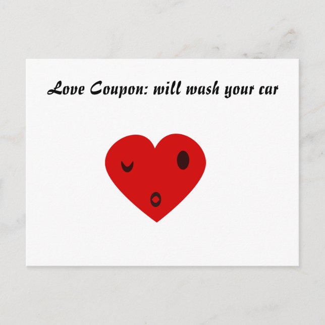Carte Postale Love Coupon : lavera votre voiture (Devant)