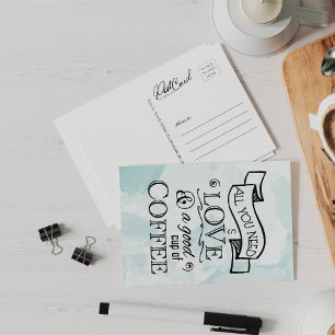 Carte Postale Love Cup Coffee Words mignonne Friends Say Hi