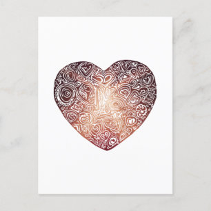 Carte Postale Love Doodle Heart Art Abstrait