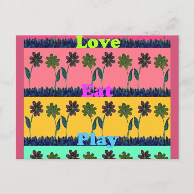 Carte Postale Love Eat Play Art Print (Devant)