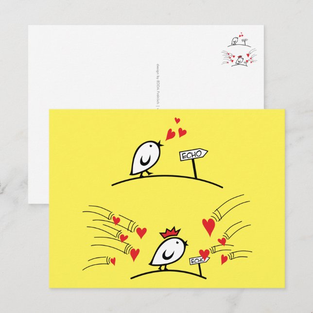 Carte Postale LOVE ECHO - Comic Birds Tweetlercools 1 (Devant / Derrière)