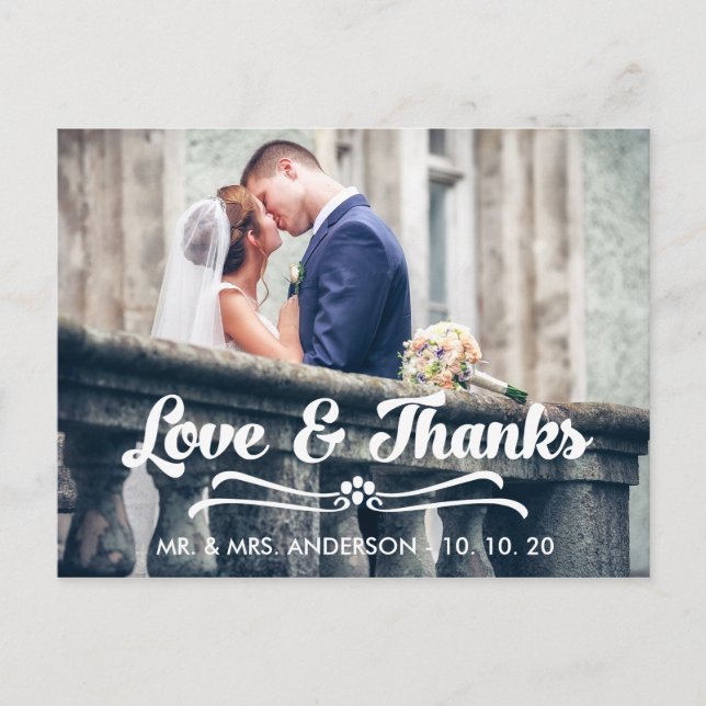 CARTE POSTALE LOVE ET MERCI TYPOGRAPHIE MERCI POSTCARD (Devant)