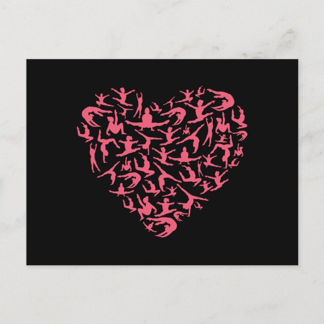 Carte Postale Love Girls Gymnastique - Silhouette Heart (Devant)