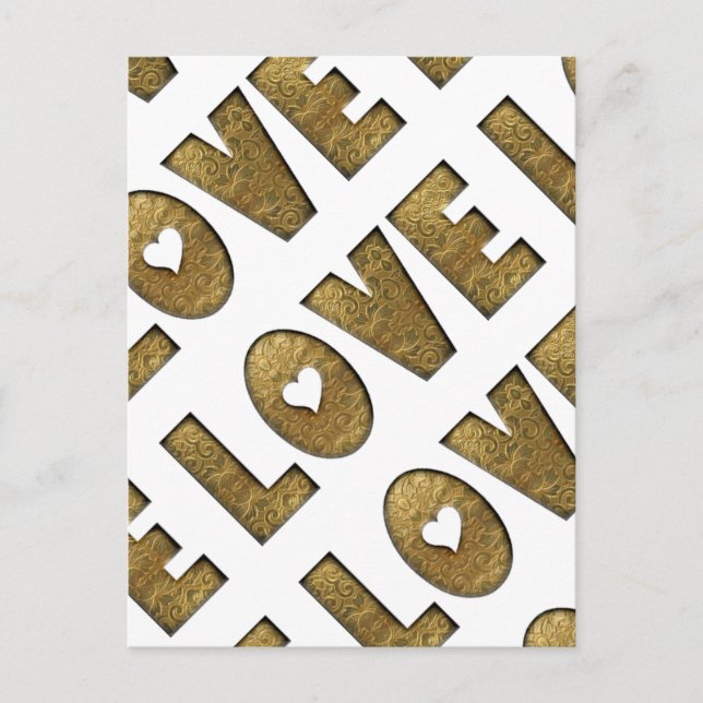 Carte Postale Love Gold Texte Word Elegant Golden Décoratif (Devant)