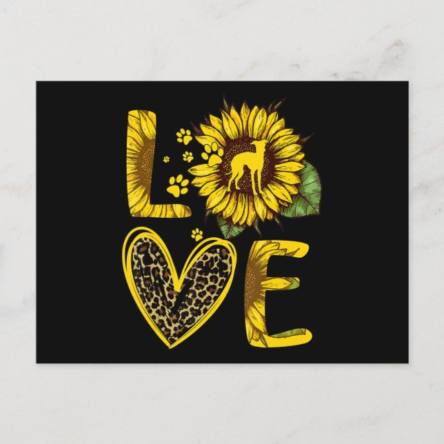 Carte Postale Love Greyhound Sunflower (Devant)