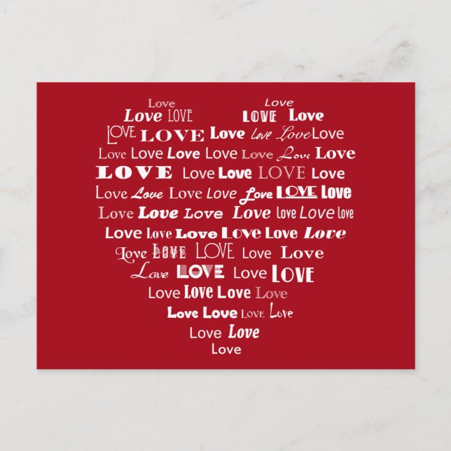 Carte Postale Love Heart Word (Devant)