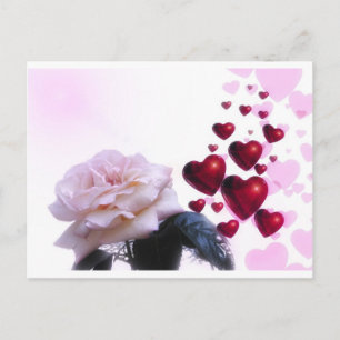 Carte Postale Love Hearts Roses Fleur Fleur Destinée Nature