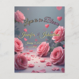 Carte Postale Love is in Bloom Pink Roses Save the Date Wedding