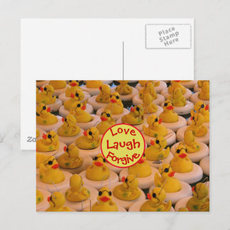 Carte Postale Love Laugh Pardonne Rubber Ducks Inspirationnel