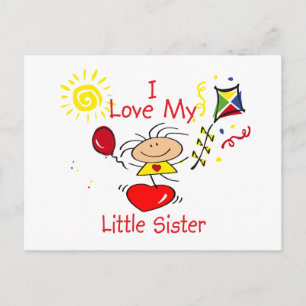 Carte Postale Love Little Sister Stick Figure Girl