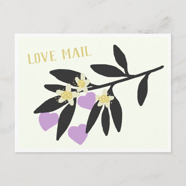 Carte Postale Love Mail ・ Valentine's Day Hearts Branch Flowers (Devant)