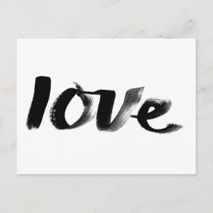 Carte postale Love, manuscrite, noire et blanche p