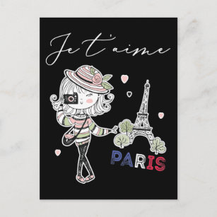 Carte Postale Love Paris Thème Femmes France Filles Tour Eiffel