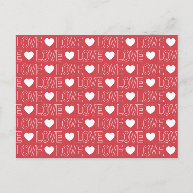 Carte postale Love Pattern - Contour blanc (Devant)