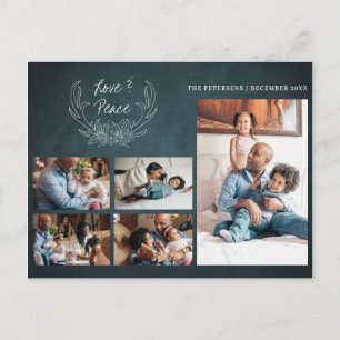 Carte Postale Love & peace 5 photo collage tableau noir vacances
