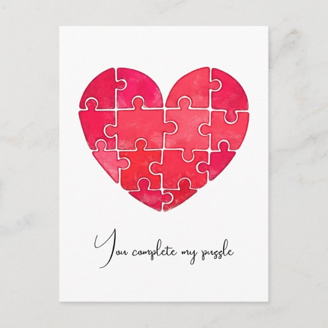 Carte Postale Love puzzle solved, red puzzle heart (Devant)