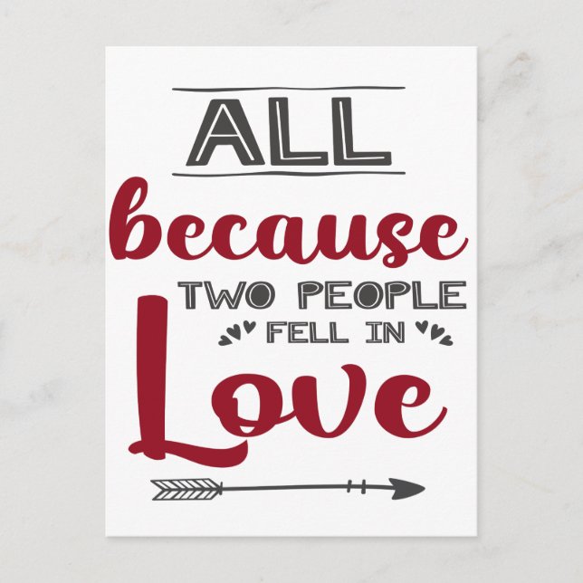 Carte Postale Love quote Valentines journée typographie (Devant)