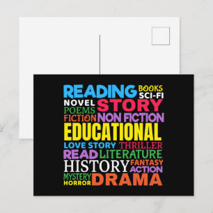 Carte Postale Love Reading Books - Genre Word Art