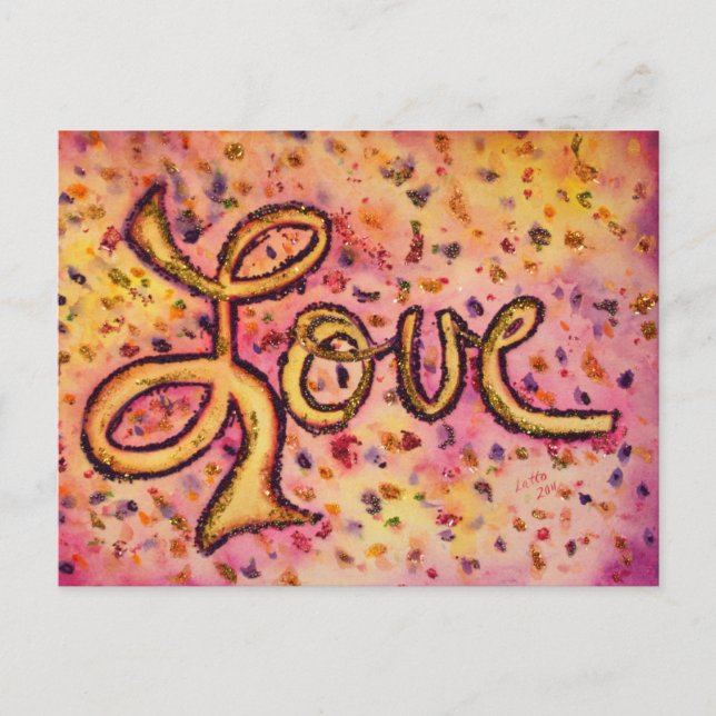 Carte postale Love rose Parties scintillant (Devant)