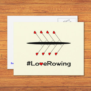 Carte Postale Love Rowing slogan et bateau