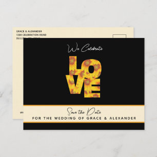 Carte Postale LOVE Sunflower Black Backdrop Mariage Enregistrer 