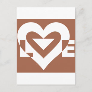 Carte Postale Love White sur Brown