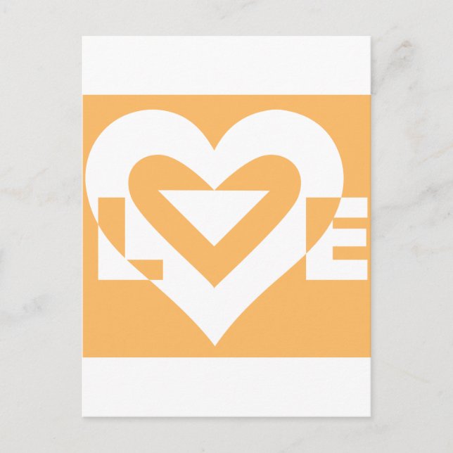 Carte Postale Love White sur Orange (Devant)