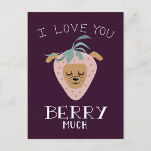 Carte Postale Love You BERRY Beaucoup Amusant Pun Valentines Day