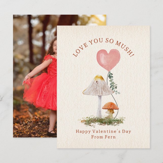 Carte Postale Love You So Mush Mushroom School Valentine Photo (Devant / Derrière)