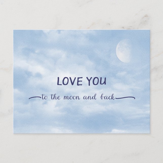 Carte Postale Love You To The Moon and Back Textured Moon in Sky (Devant)